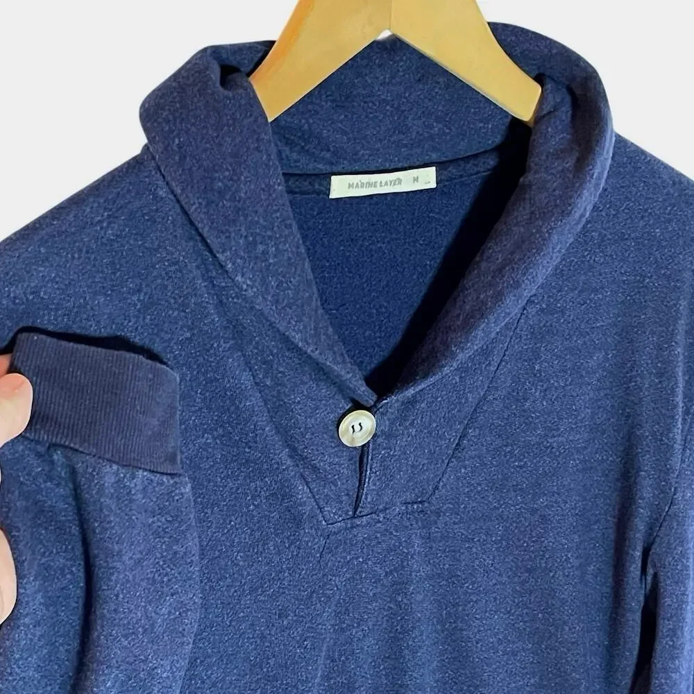 MARINE LAYER Men’s Woodside Navy Blue Shawl Collar Popover medium
